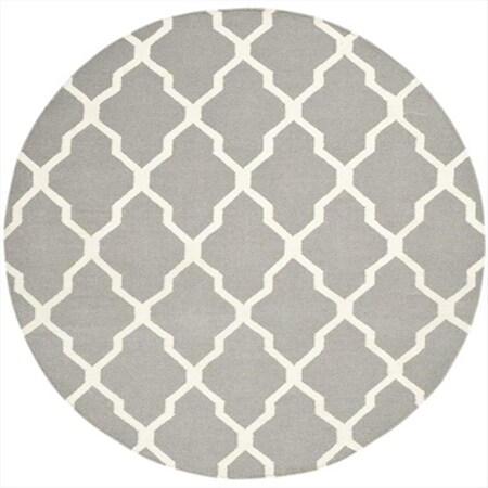 Safavieh 6 x 6 ft. Round- Contemporary Dhurries Grey And Ivory Flatweave Rug DHU634B-6R